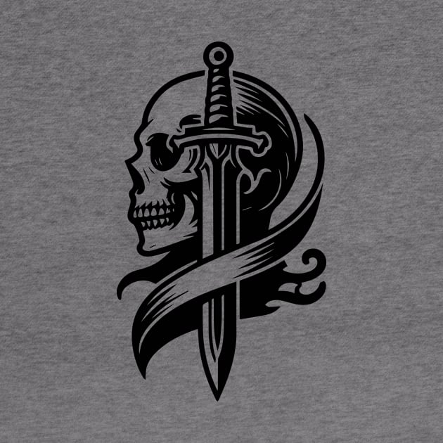 skull with sword by lkn